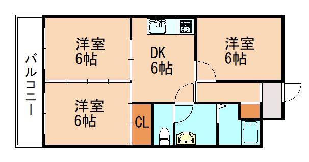 ロゼ赤坂(3DK/5階)の間取り写真