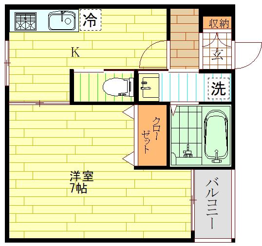 アルバス大宮(1K/2階)の間取り写真
