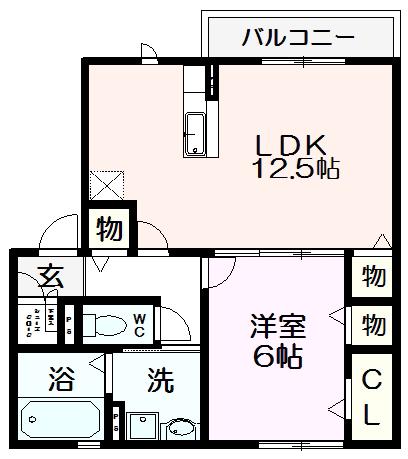 パシオーネ(1LDK/2階)の間取り写真