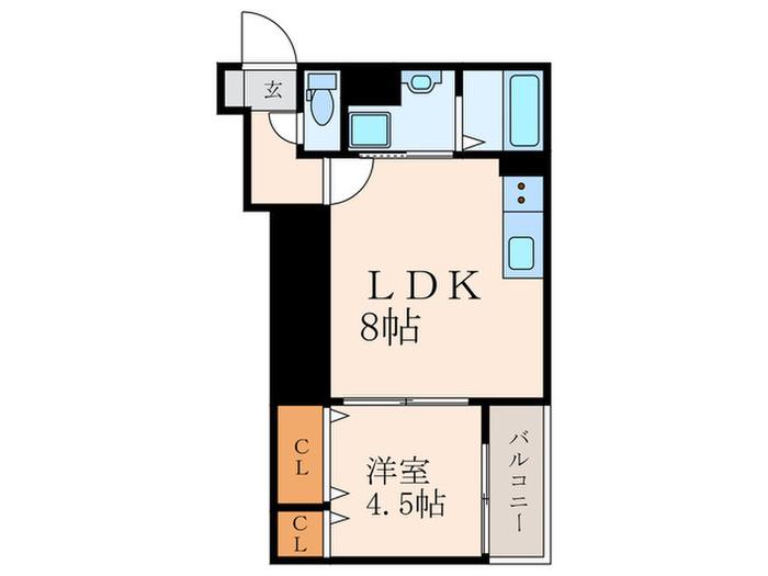 クレシア戸畑駅前(1LDK/3階)の間取り写真