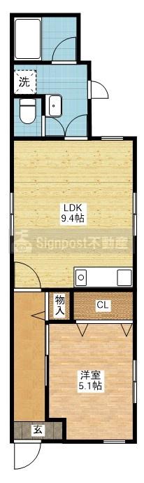 今泉アパート(1LDK/1階)の間取り写真