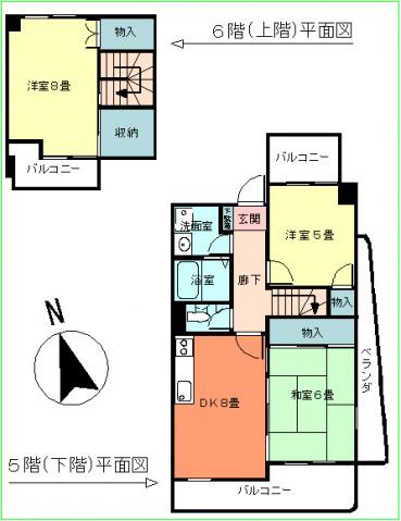 シティハイツ舟入(3DK/5階)の間取り写真
