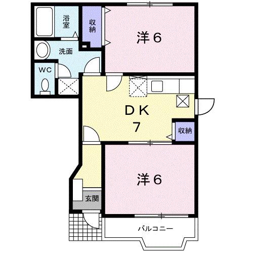 メゾンパ-クYK(2DK/1階)の間取り写真