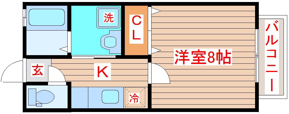 カーサコトーネ仙台(1K/2階)の間取り写真