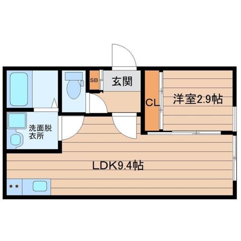 ウェルスビスタ連坊(1LDK/2階)の間取り写真
