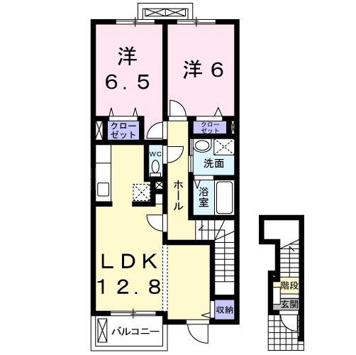 リッソカージェ(2LDK/2階)の間取り写真