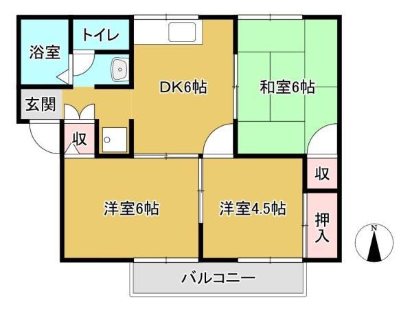 グリーンハウス(3DK/2階)の間取り写真