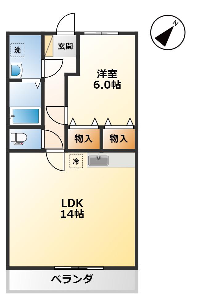 グラシューズ(1LDK/1階)の間取り写真