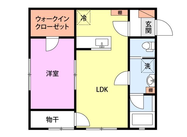 ミルズグランディール幸町A(1LDK/2階)の間取り写真