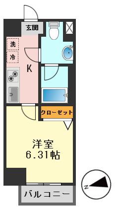 リライア東京イーストレジテンス(1K/2階)の間取り写真