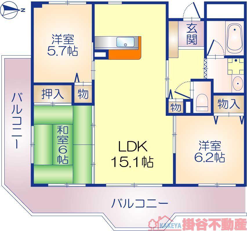 リヴェール春日(3LDK/5階)の間取り写真