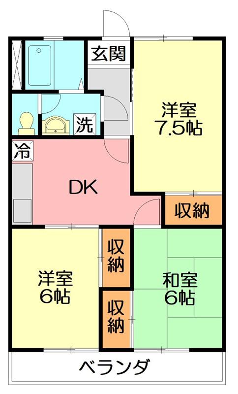 エステート萩園(3DK/1階)の間取り写真