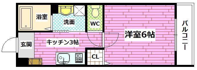 MINING2番館(1K/2階)の間取り写真
