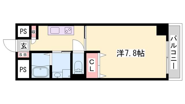 インタービレッジ土山(1K/7階)の間取り写真