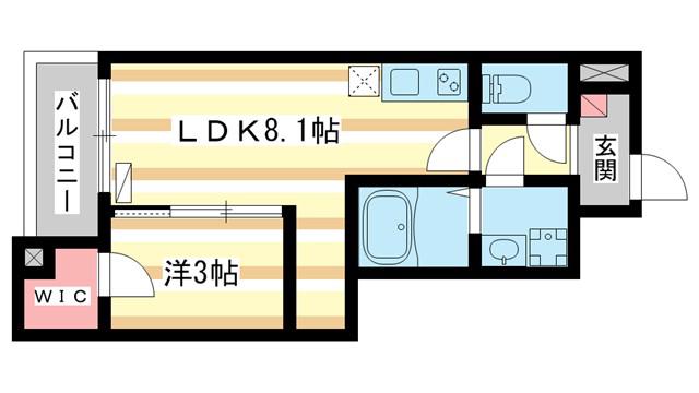 ジーメゾン奈良クレール(1LDK/1階)の間取り写真