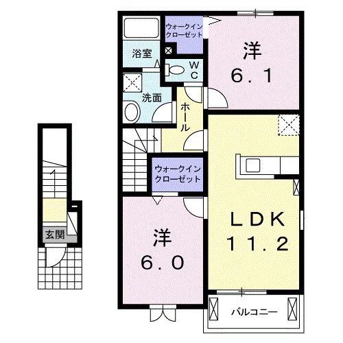 カルム スクエアI(2LDK/2階)の間取り写真