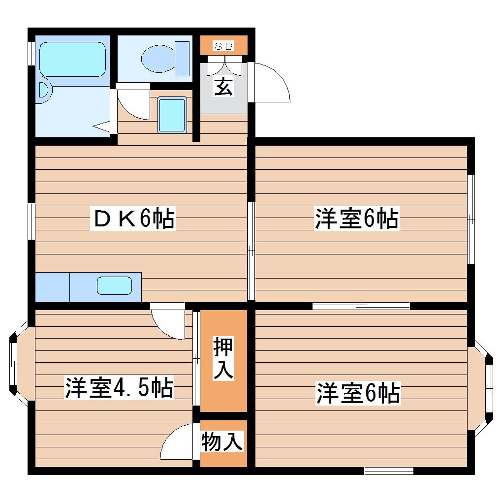 レクサス南光台I(3DK/2階)の間取り写真