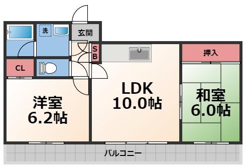 クラージュ アイ(2LDK/4階)の間取り写真