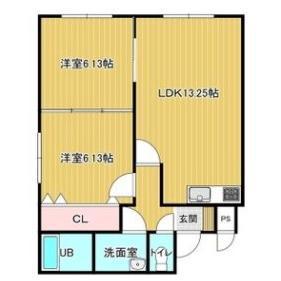 セイントロック湯浜(2LDK/4階)の間取り写真