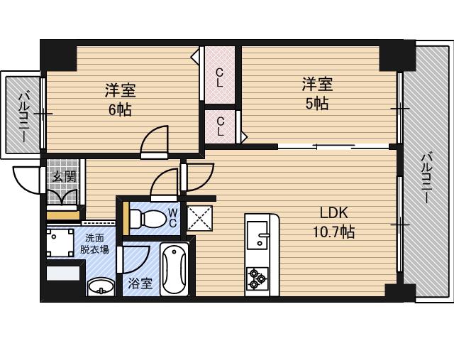 アルバグランデ(2LDK/2階)の間取り写真