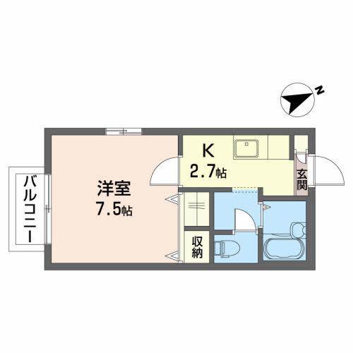 シャーメゾンディアスB(1K/2階)の間取り写真