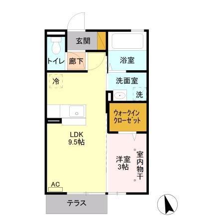 クオーレ(1LDK/1階)の間取り写真