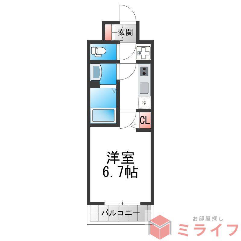 リフレス天王寺国分町(1K/3階)の間取り写真