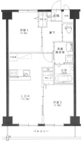 シーテラス(2LDK/5階)の間取り写真