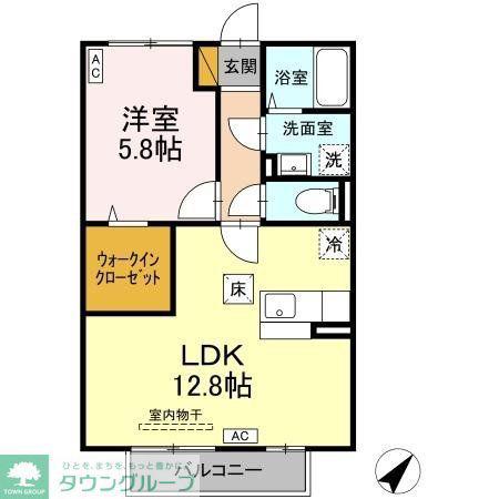 エスペランサII(1LDK/1階)の間取り写真
