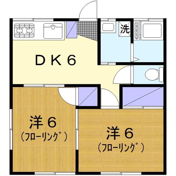メゾン梅谷(2DK/1階)の間取り写真