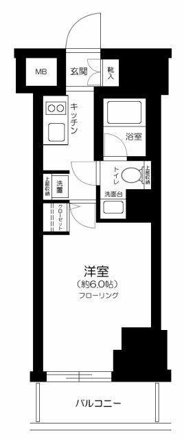 ZOOM恵比寿(1K/2階)の間取り写真