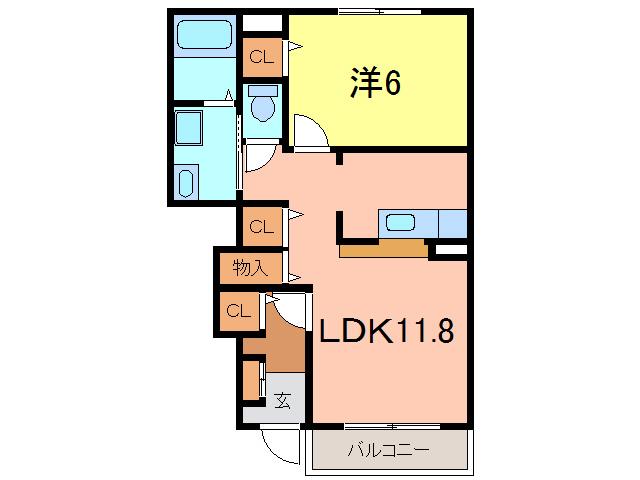 プリムローズ(1LDK/1階)の間取り写真