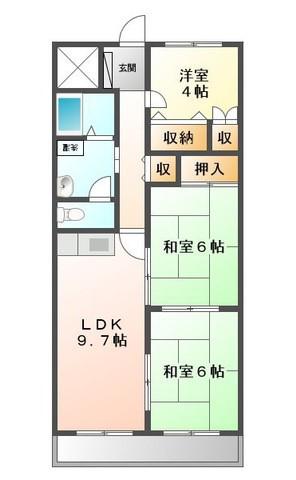 岸田ハイツ(3LDK/1階)の間取り写真