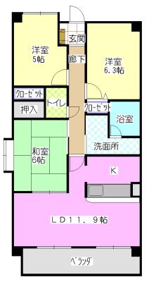 ピアネーズ神ノ倉(3LDK/1階)の間取り写真