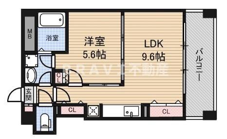 アーデンタワー立売堀(1LDK/14階)の間取り写真