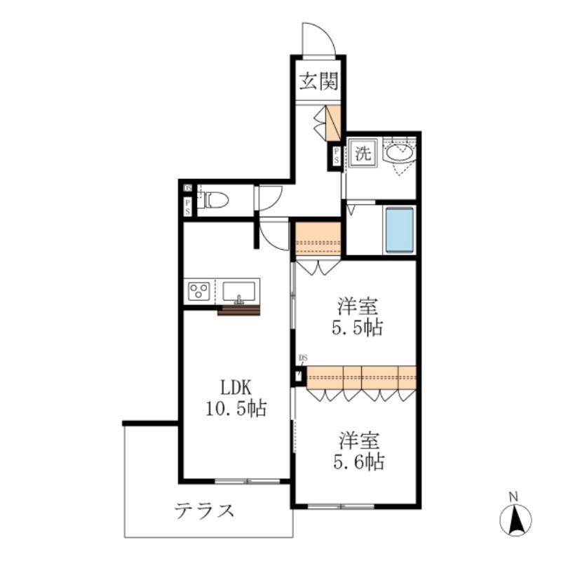 LEI GREEN・K(2LDK/1階)の間取り写真