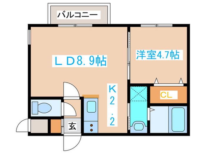 リベルティ西岡(1LDK/3階)の間取り写真