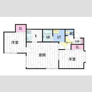 オリエンタル伏古(2LDK/1階)の間取り写真