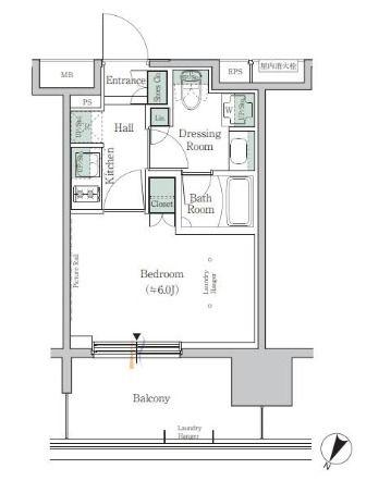 ONE ROOF RESIDENCE TAMACHI(1K/8階)の間取り写真