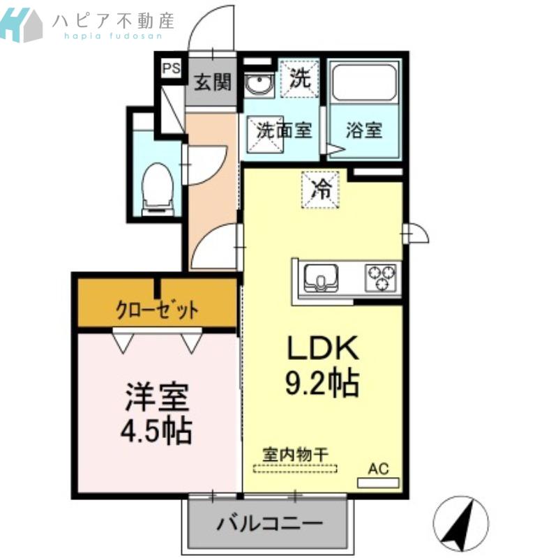 D-ROOM下松 II(1LDK/1階)の間取り写真