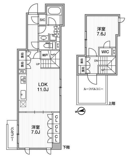 ディームス西早稲田(2LDK/4階)の間取り写真