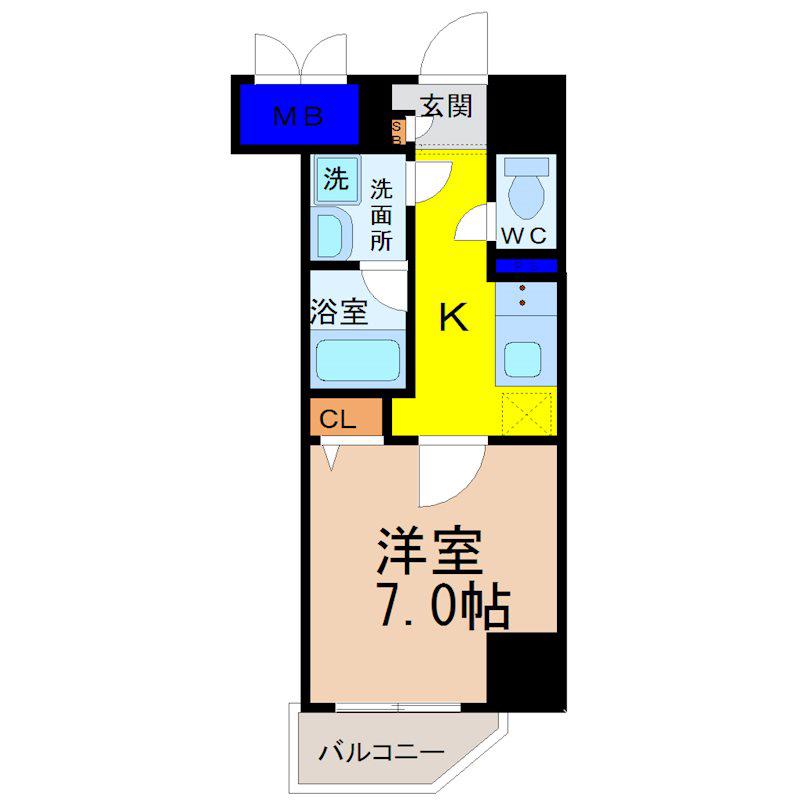 コートバスク(1K/10階)の間取り写真