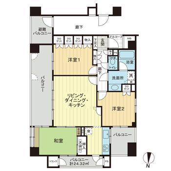 ファミールグラン錦町(3LDK/2階)の間取り写真