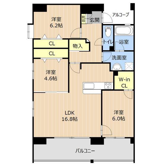 LIBTH京町通(3LDK/7階)の間取り写真