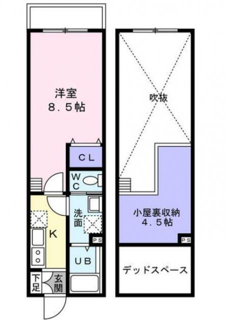 SパレスIV(1K/1階)の間取り写真