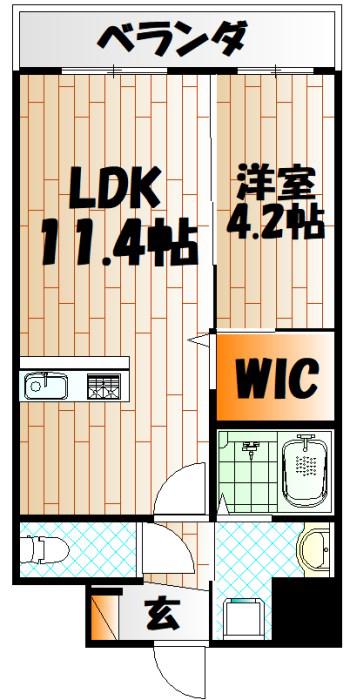 ギャラン竪町(1LDK/7階)の間取り写真