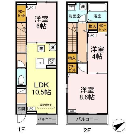 セレスティア江北(3LDK/1階)の間取り写真