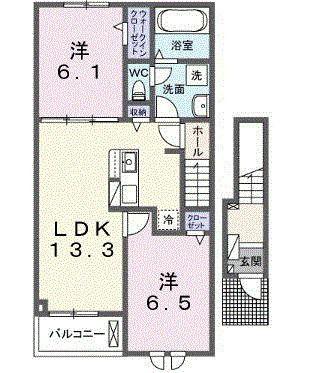 ノイエ ハイマート(2LDK/2階)の間取り写真