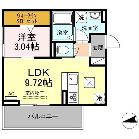 エスペランサ旭 C棟(1LDK/1階)の間取り写真