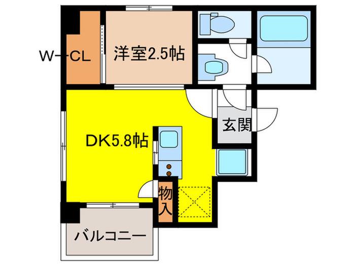 アルティザ大橋駅前(1DK/2階)の間取り写真